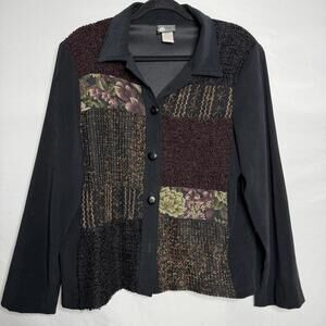 First Option Artsy Jacket Womens Large Patchwork Mixed Textures Art To Wear